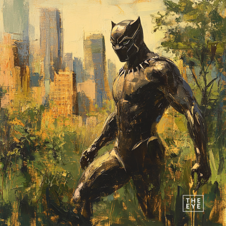 An elegant, Impressionist depiction of Black Panther