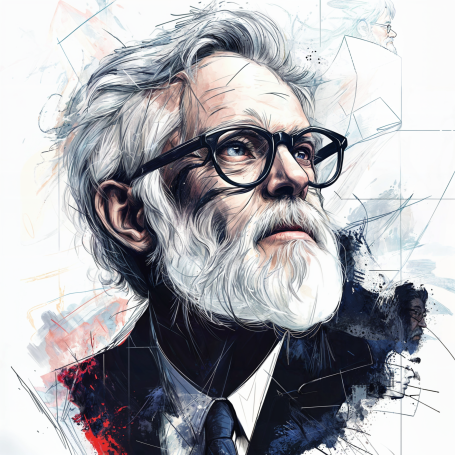 Portrait of John McCarthy in modern illustration style.