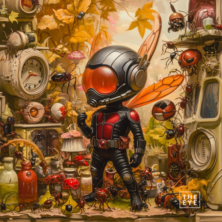 A bizarre, whimsical depiction of Ant-Man