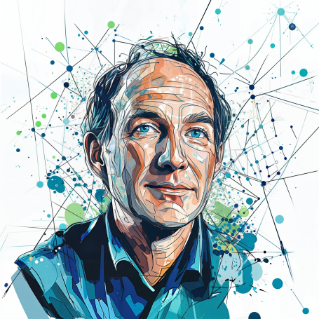 Portrait of Tim Berners-Lee in modern illustration style