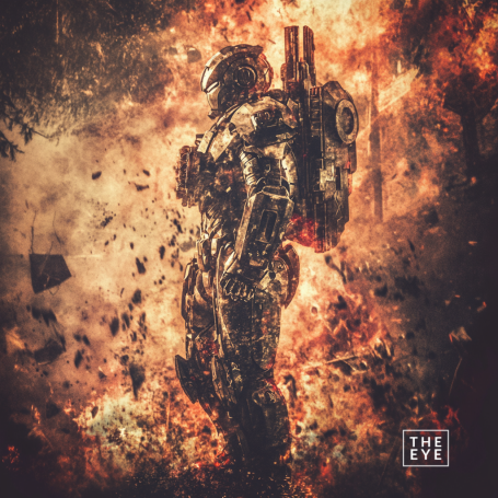 A dramatic, high-contrast digital painting of War Machine