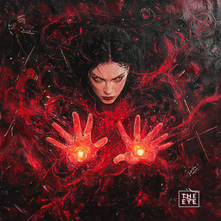 A haunting, symbolic portrayal of Scarlet Witch