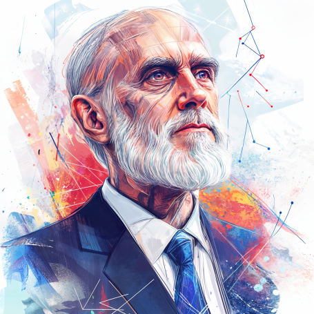 Portrait of Vint Cerf in modern illustration style.