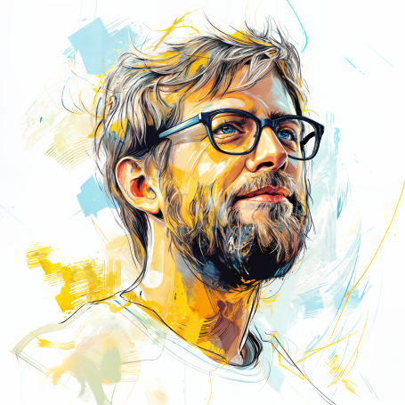 Portrait of Guido van Rossum in modern illustration style.