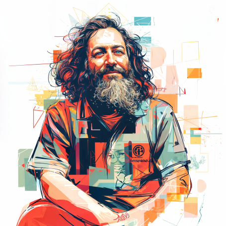 Portrait of Richard Stallman in modern illustration style.