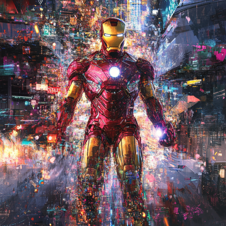 A Post-Internet-inspired depiction of Iron Man