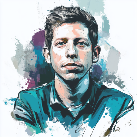 Portrait of Sam Altman in modern illustration style.