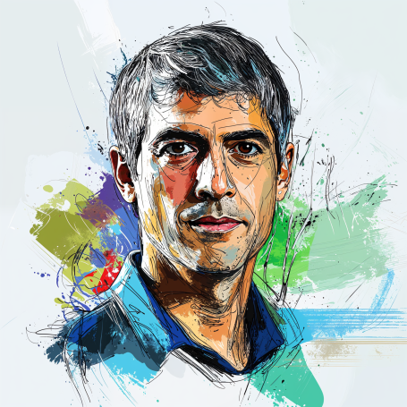 Portrait of Larry Page in modern illustration style.