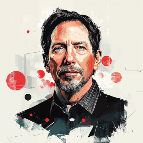 Portrait of Larry Ellison in modern illustration style.