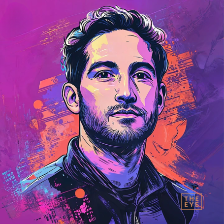 Portrait of Kevin Systrom in modern illustration style.