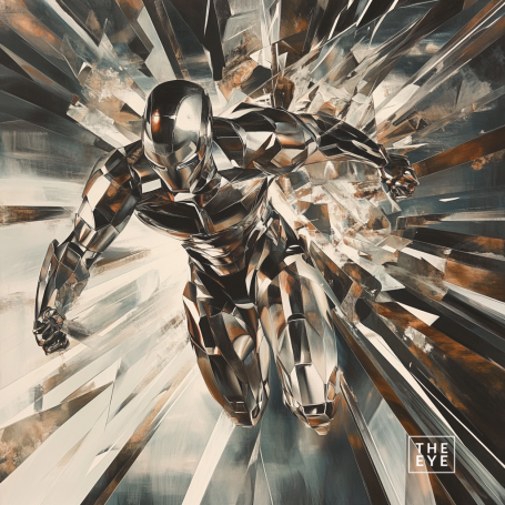 A highly dynamic, Futurist depiction of War Machine