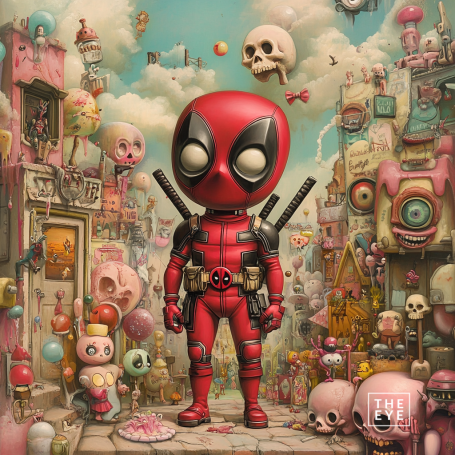 A bizarre, whimsical depiction of Deadpool