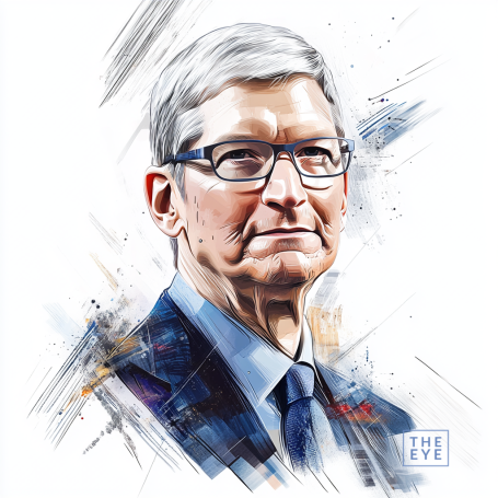 Portrait of Tim Cook in modern illustration style.