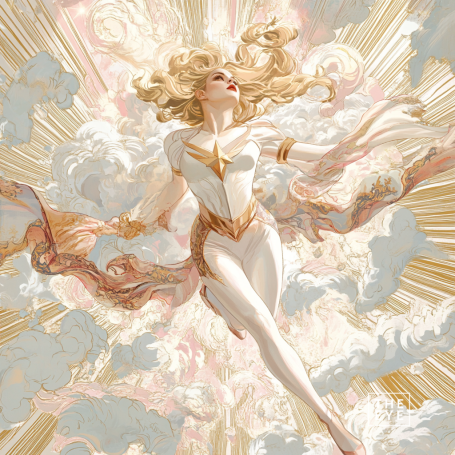 A graceful and opulent depiction of Captain Marvel