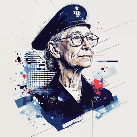 Portrait of Grace Hopper in modern illustration style.