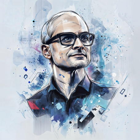 Portrait of Satya Nadella in modern illustration style.Portrait of Satya Nadella in modern illustration style.