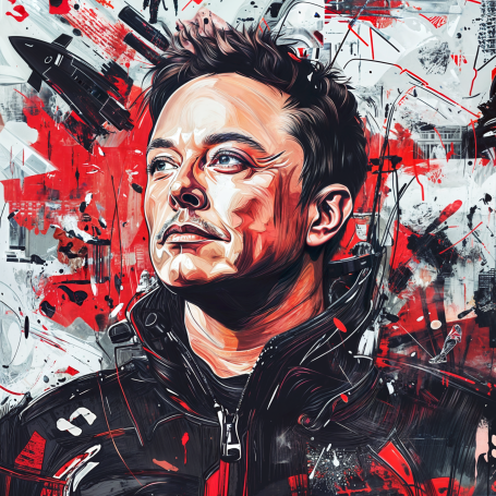 Portrait of Elon Musk in modern illustration style.